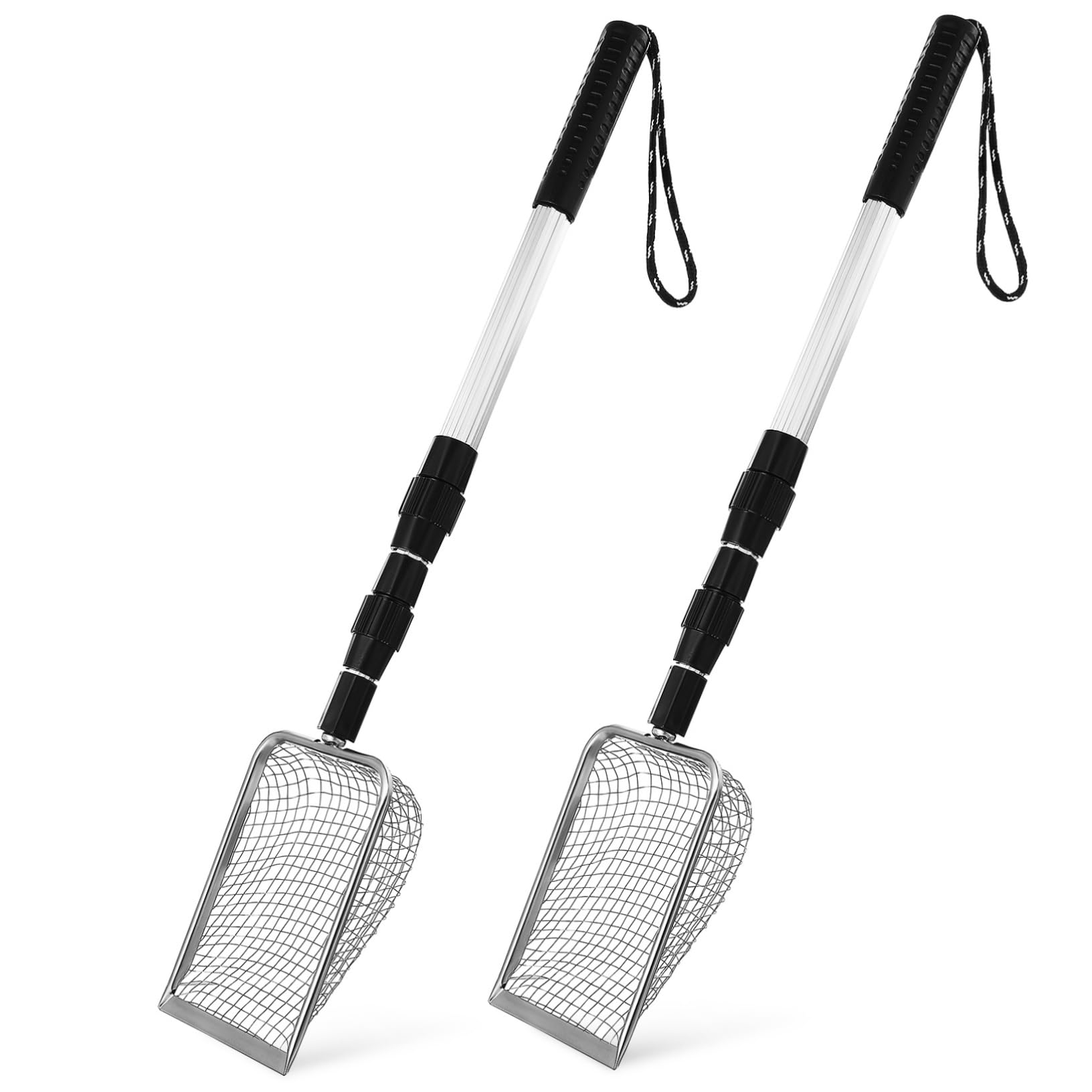 Toyvian 2 Stück Katzenstreu Schaufel mit Teleskopgriff Litter Scoop mit Feinen Maschen für Tiefere Katzentoiletten Komfortabler und Praktischer Aufbewahrung