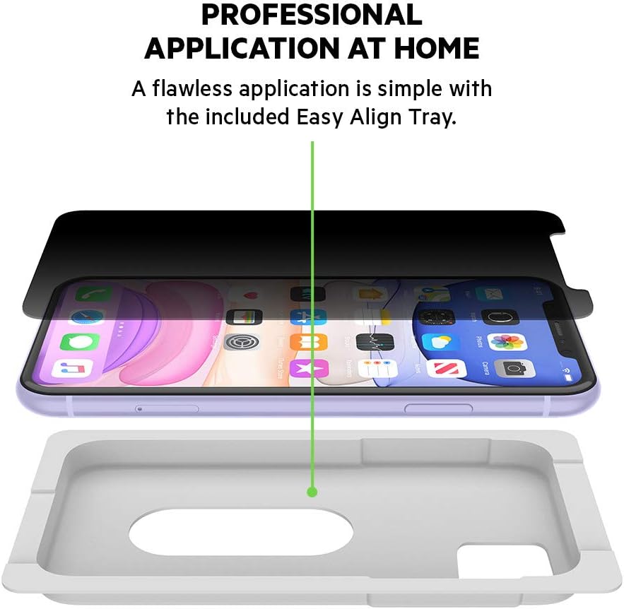 Belkin SCREENFORCE Tempered Glass Privacy Screen Protector for iPhone 11, iPhone XR, Model Number: OVA006zz