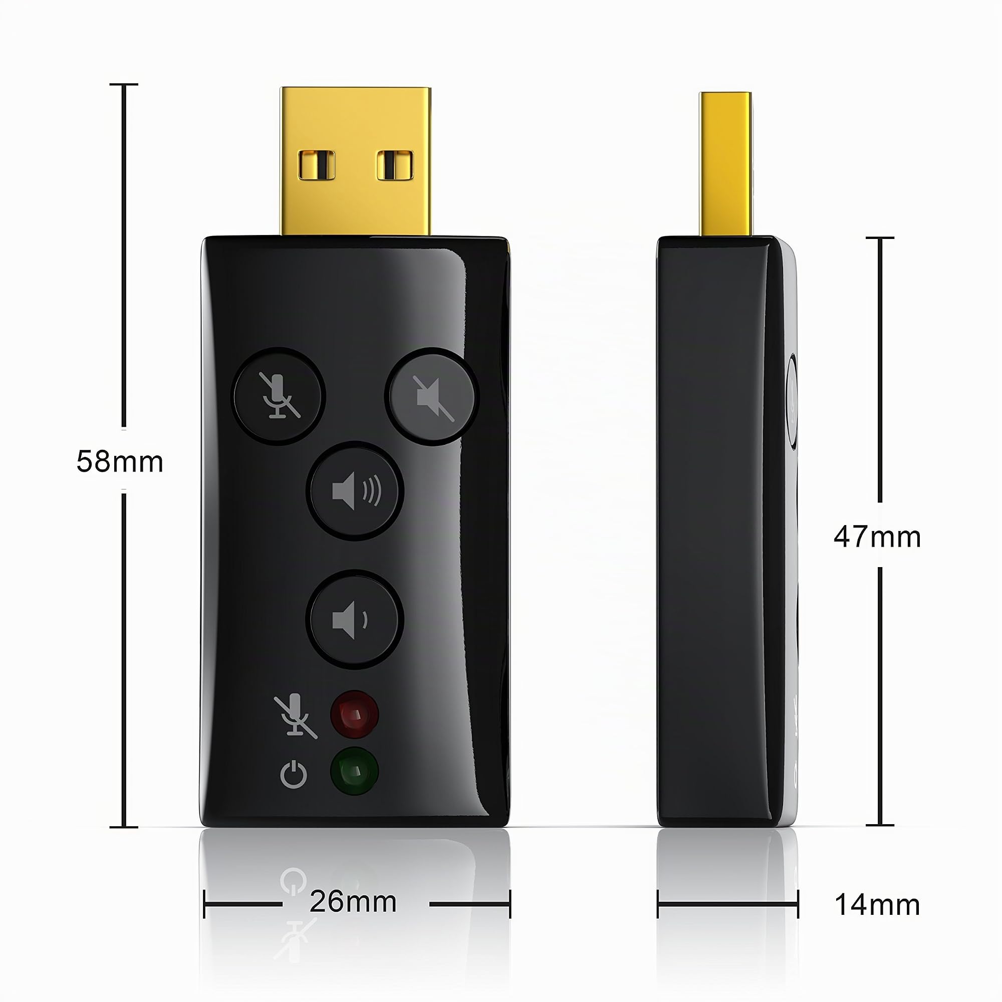CSL - Scheda Audio USB Esterna Windows Mac Linux- 1x Ingresso Microfono 1x Uscita Cuffie - Dynamic 3D Surround Sound 7.1-4 Tasti Funzione Mic mute, Audio OFf, Volume - LED