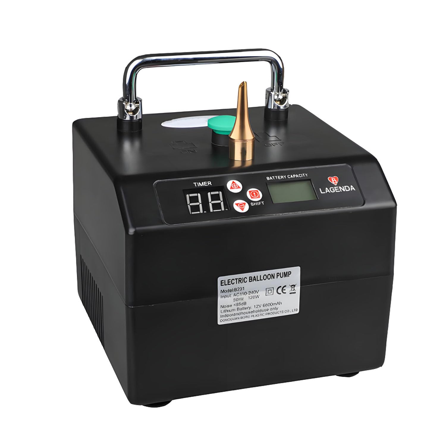 Bomba eléctrica portátil para globos, inflador de aire eléctrico, boquilla única, inflador eléctrico de globos, con batería de tiempo digital, cortador de globos, para bodas, fiestas, Navidad