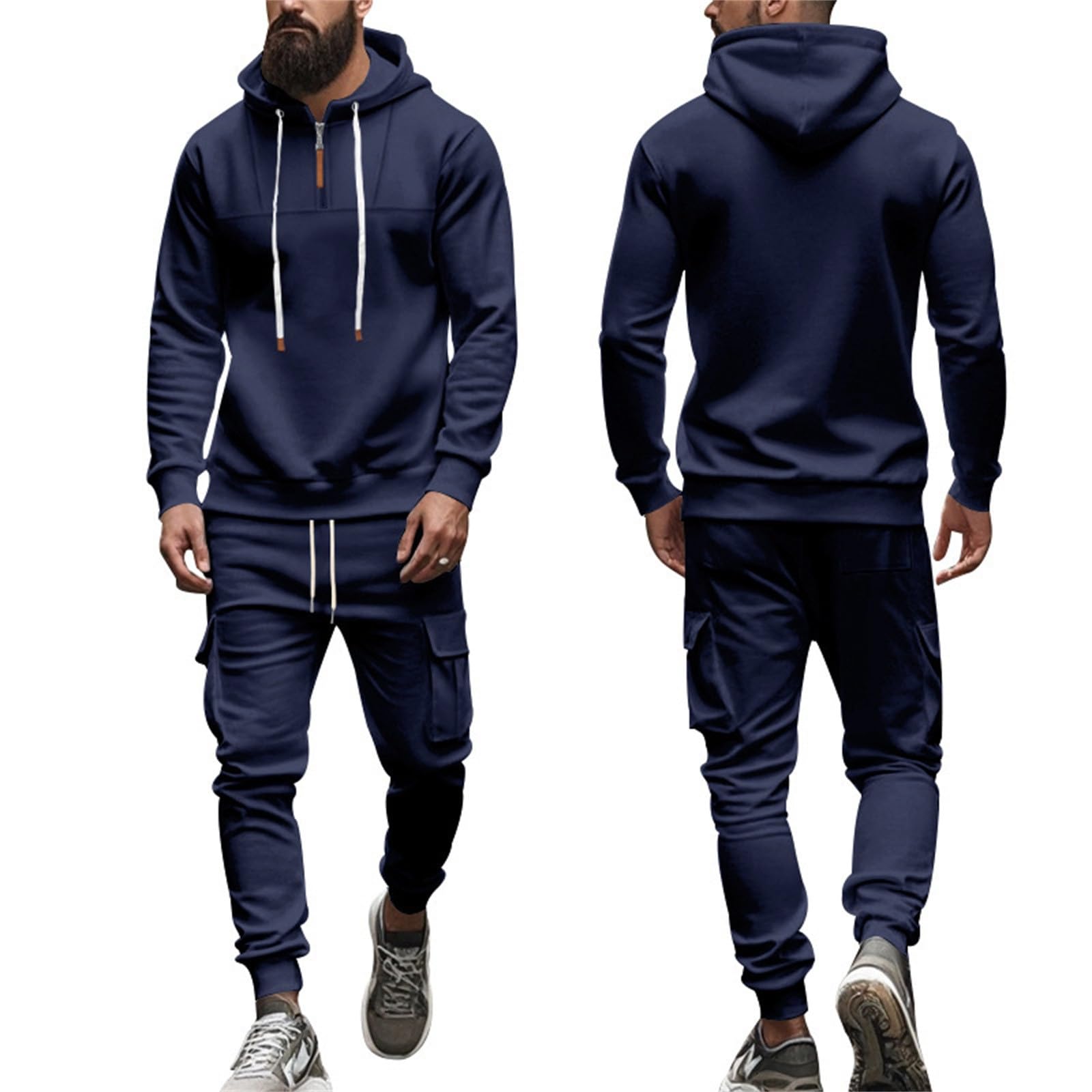Conjunto de sudadera para hombre para otoño e invierno, pantalones largos pesados con forro polar, casual, holgado, a la moda, sudadera con capucha de gran tamaño, ropa de calle, uso diario