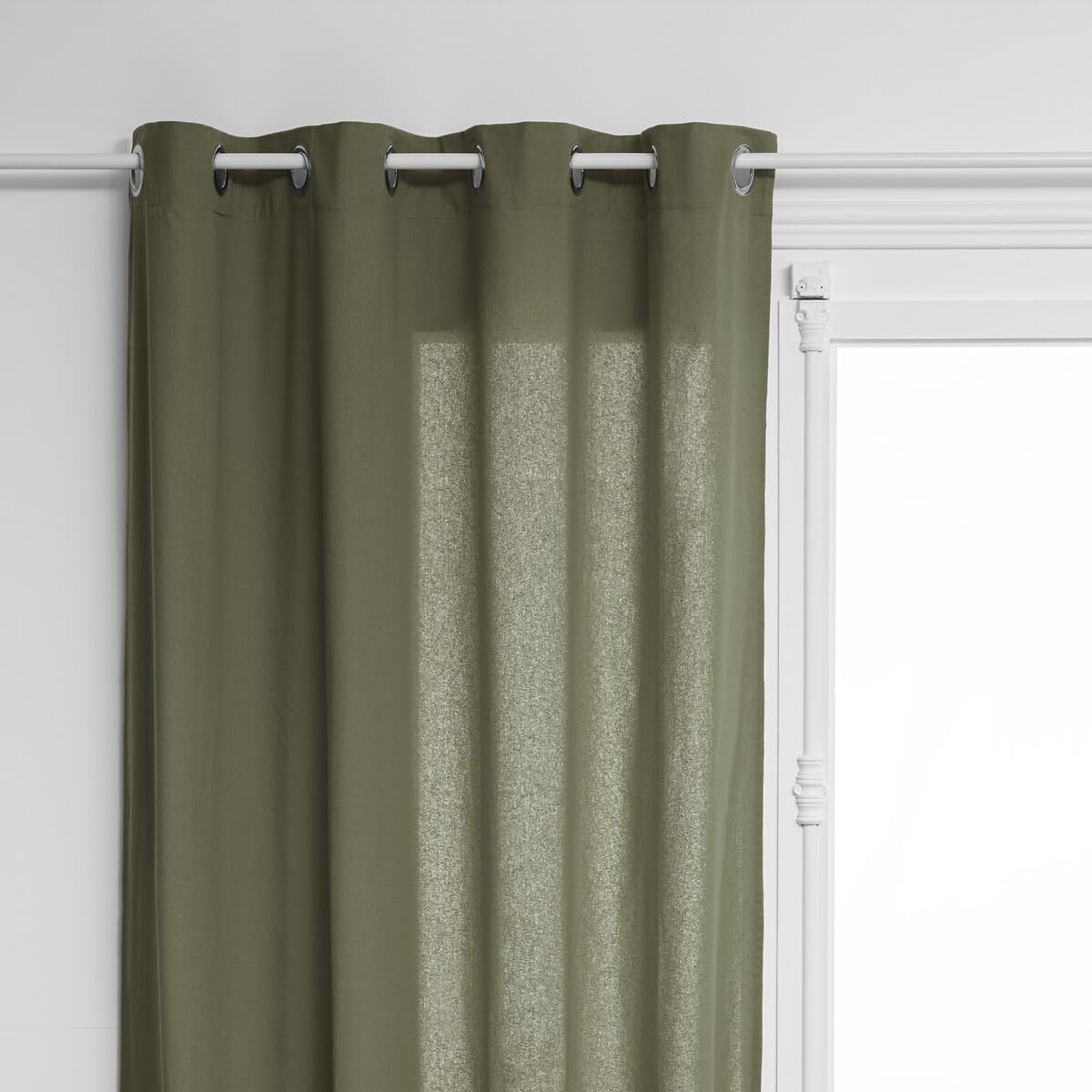 Rideau à œillets en Coton Vert Kaki 135 x 240 cm - Atmosphera