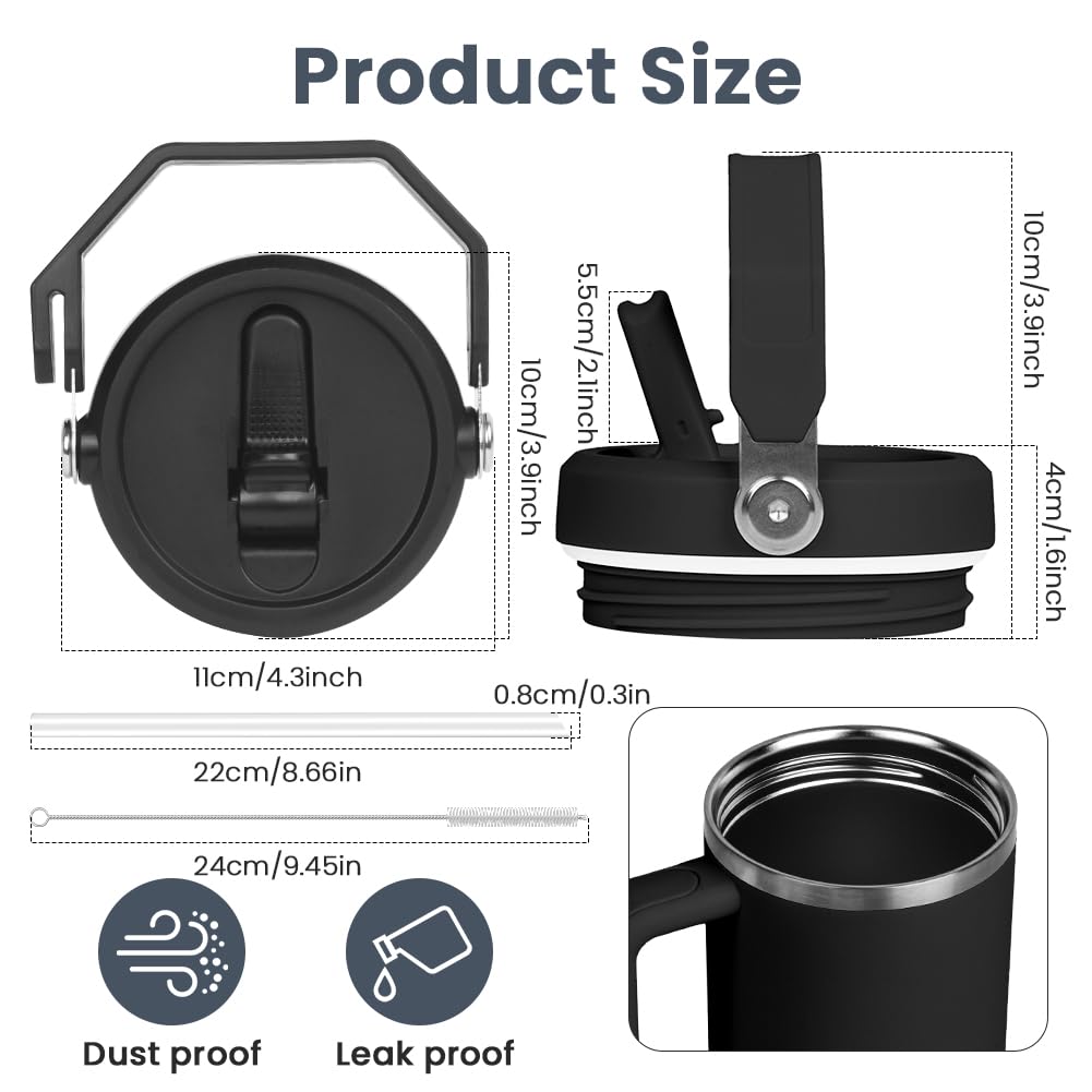 Coperchio Con Cannuccia A Prova Di Perdite Per Stanley Quencher 1,18L: Silicone Antigoccia, Di Ricambio, Con Spazzola Pulizia - 2