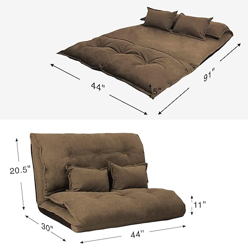 Miniatura 2 de TY ARTS & CULTURE Sofá cama ajustable plegable para ocio, cómodo sofá con 2 almohadas, futón, sofá futón, sofá para TV, sofá para juegos, sofá