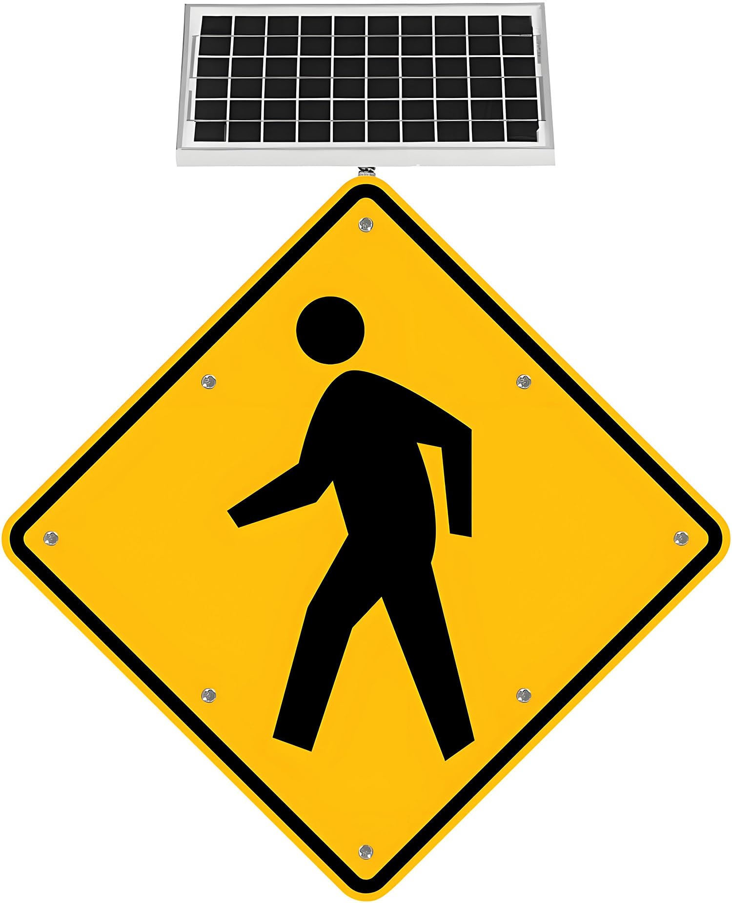 Señal solar de cruce peatonal, señal LED de advertencia de tráfico, señal de seguridad de calle intermitente de aluminio de 24 pulgadas, señal de alerta de carretera peatonal para una mayor