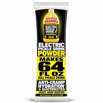 Electric Pickle Drink Powder-Makes 64 oz of Dill Pickle Brine Electrolytes-Sugar Free Anti-Cramp Hydration w/ Manesium Gycinate, citrate, potassium, sea salt-Alternative to sugary sports drinks & juice