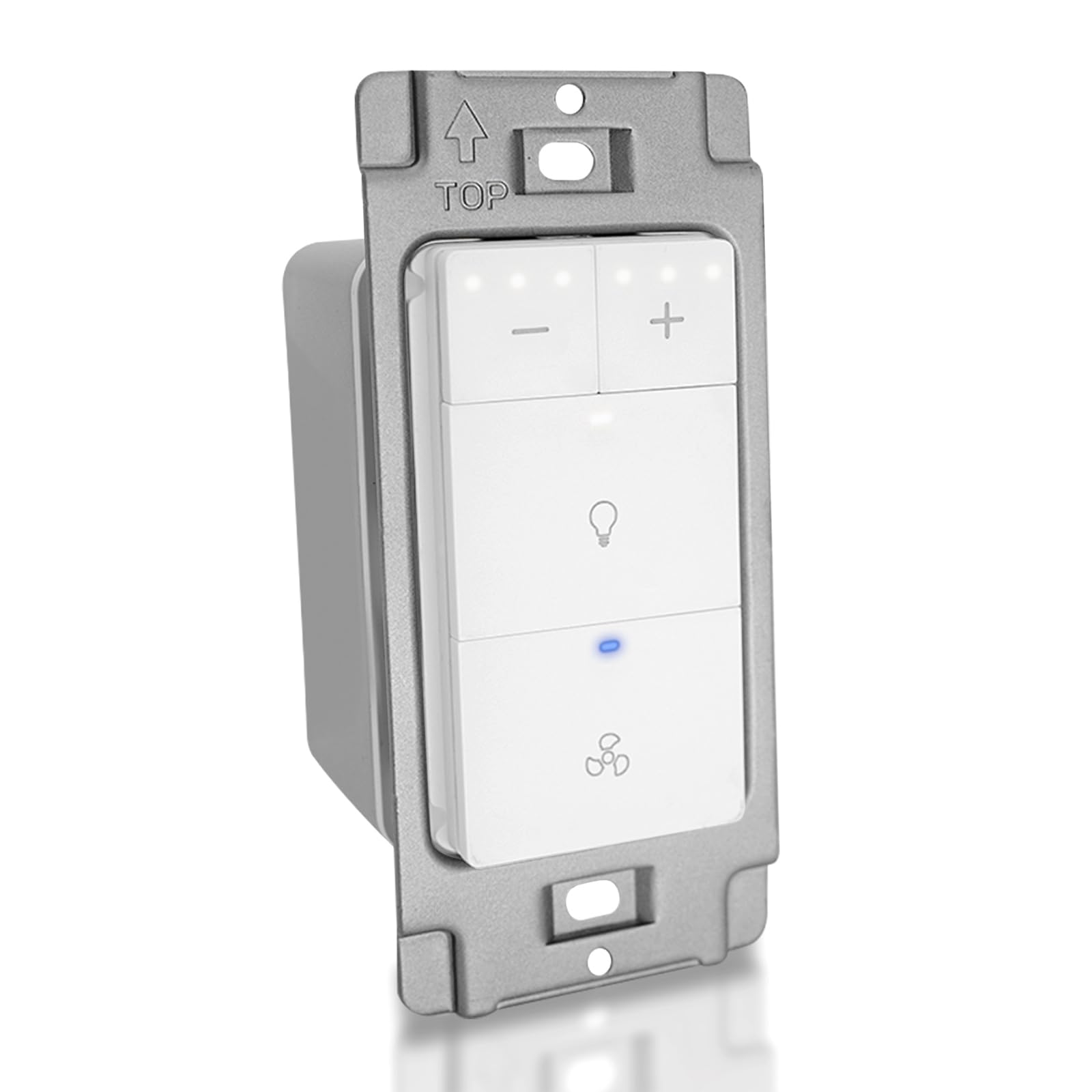 Akicon Dimmer Switch for Exhaust Fan, LED Dimmer Switch for Bathroom Exhaust Fan with Light, Single Pole, cETL Listed, White(OH-SW-FLDN-2)
