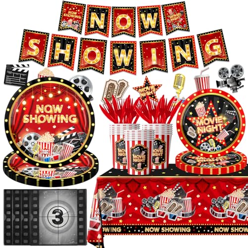 Dydamud Movie Night Supplies, Drive In Movie Party Tableware Set Include...