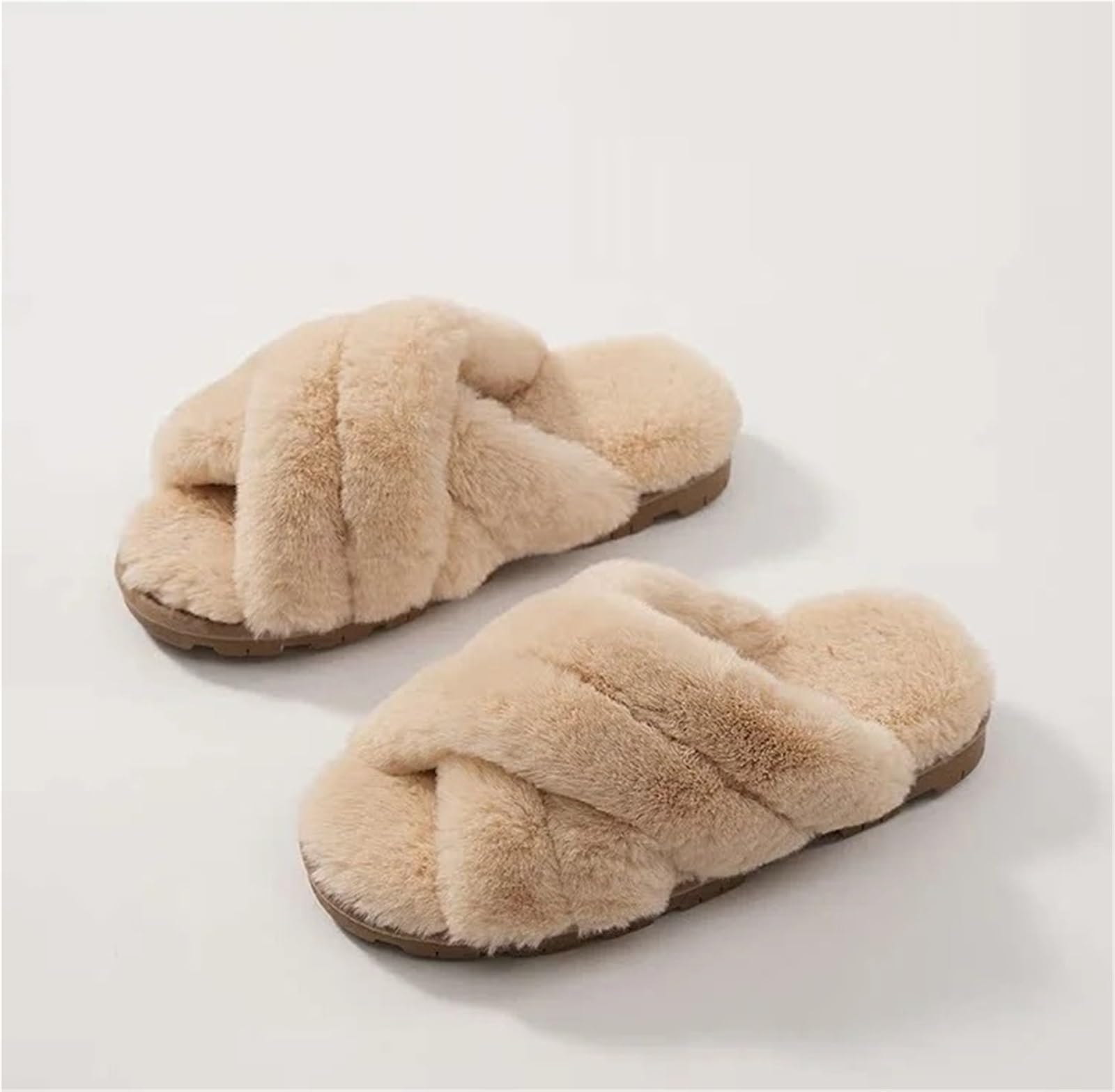 Zapatillas Esponjosas Cruzadas Zapatillas de algodón for Mujer, Piel Fondo Grueso, otoño e Invierno, Nuevas Prendas Vestir, Zapatos casa Suave, Suela Espuma Goma cálida