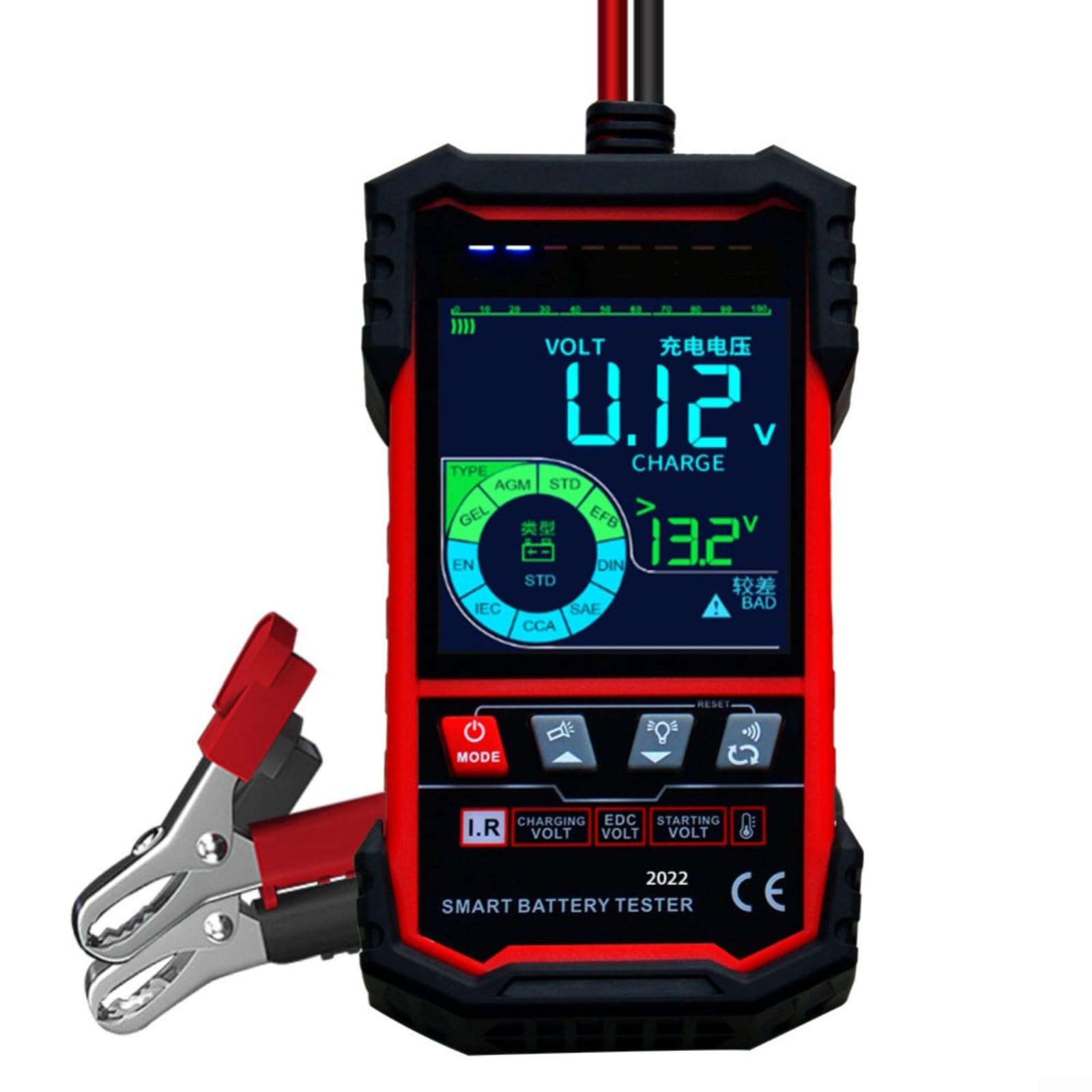 Comprobador de batería para vehículos de 12 V/24 V