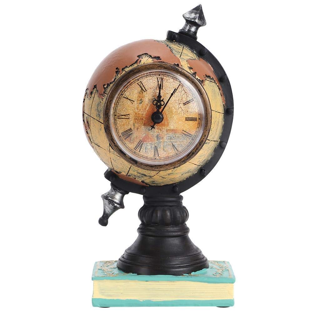 Horloge de style nordique globe rétro en résine pour embellir votre bureau