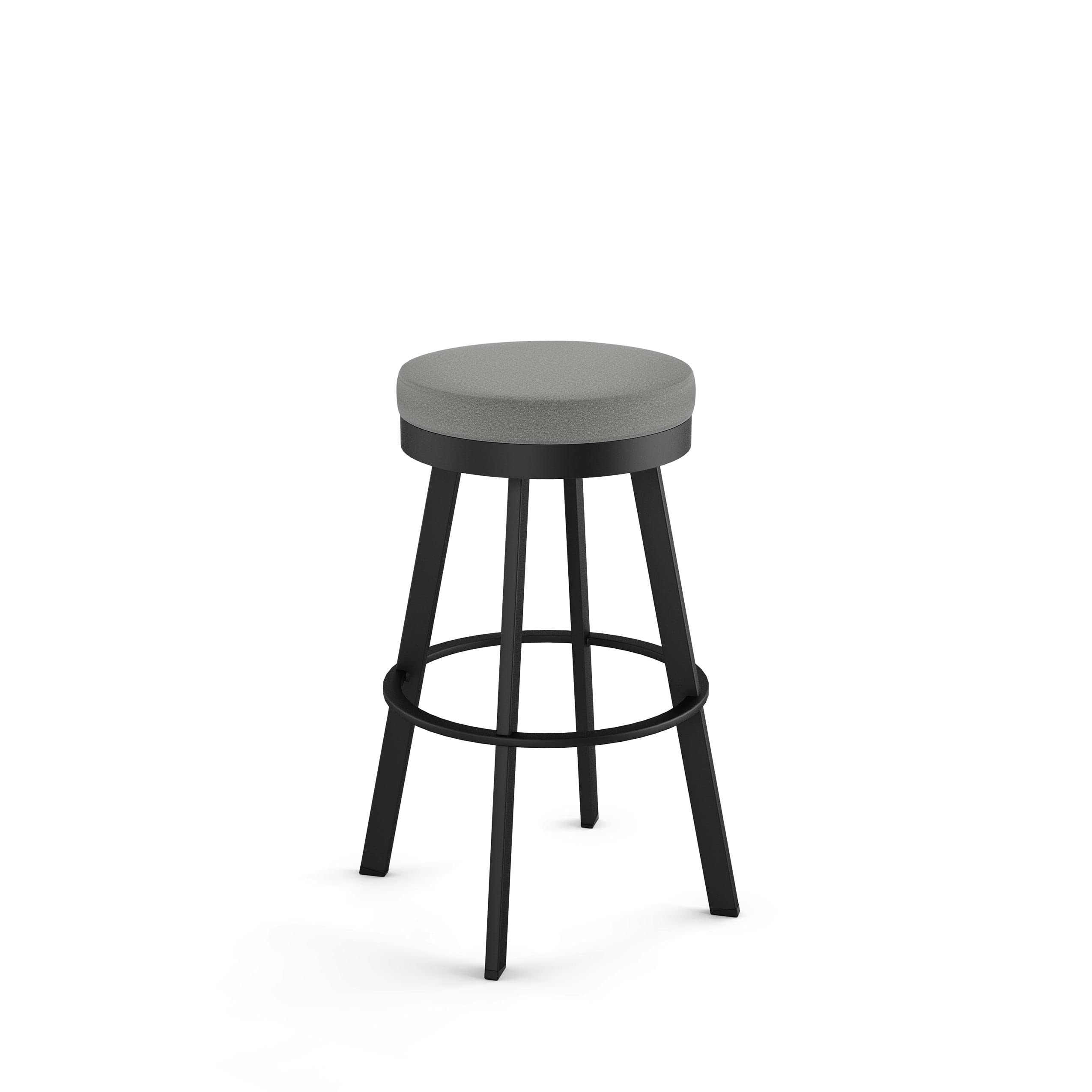 Amisco Industries Swice Swivel Metal Counter Stool, Textured Black/Light Cold Grey Polyester