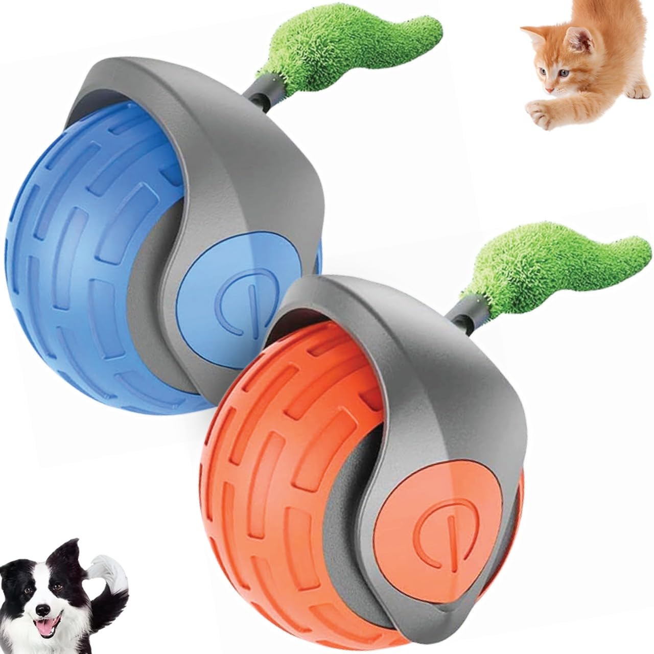 ZAHABI Speedy Tail 3 0 Automatic Dog Cat Toy 2 Pack USB Rechargeable Rolling Ball with Soft Tail