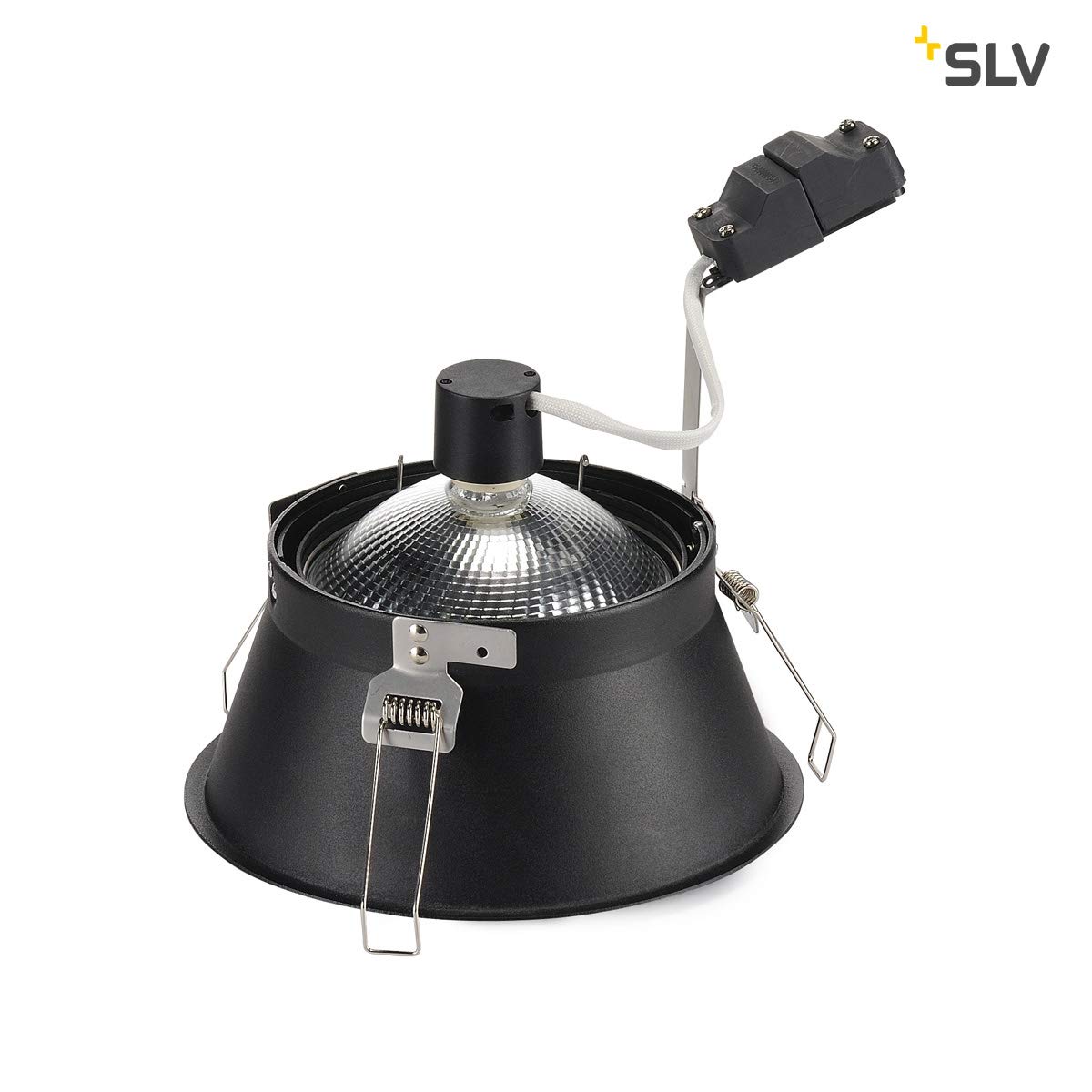 SLV LED Einbaustrahler HORN-T, schwarz, rund | Dimmbare Decken-Lampe zur Beleuchtung innen | LED Spot, Fluter, Deckenstrahler, Deckenleuchte, Einbau-Leuchte | 1-flammig, GU10 QPAR111