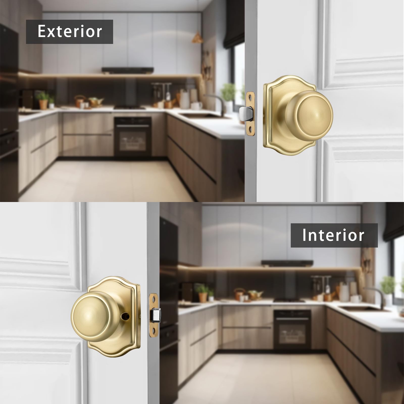 Gold Camelot Door Knobs - 6 Pack -3 Gold Camelot Door Knobs - 6 Pack -3