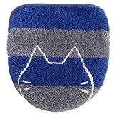 オカ(OKA) うちねこ トイレフタカバー ドレニモタイプ ブルー (洗浄 暖房 O型 U型 兼用 厚手 かわいい おしゃれ 猫)