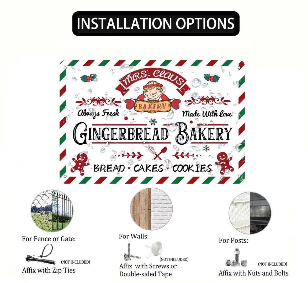 Letrero De Metal Con Texto En Inglés "Mrs Claus' Gingerbread Bakery, Decoración De Pared, Letrero De Chocolate Caliente De Pan De Jengibre, Decoración De Póster Navideño, Letrero De Fiesta De Navidad