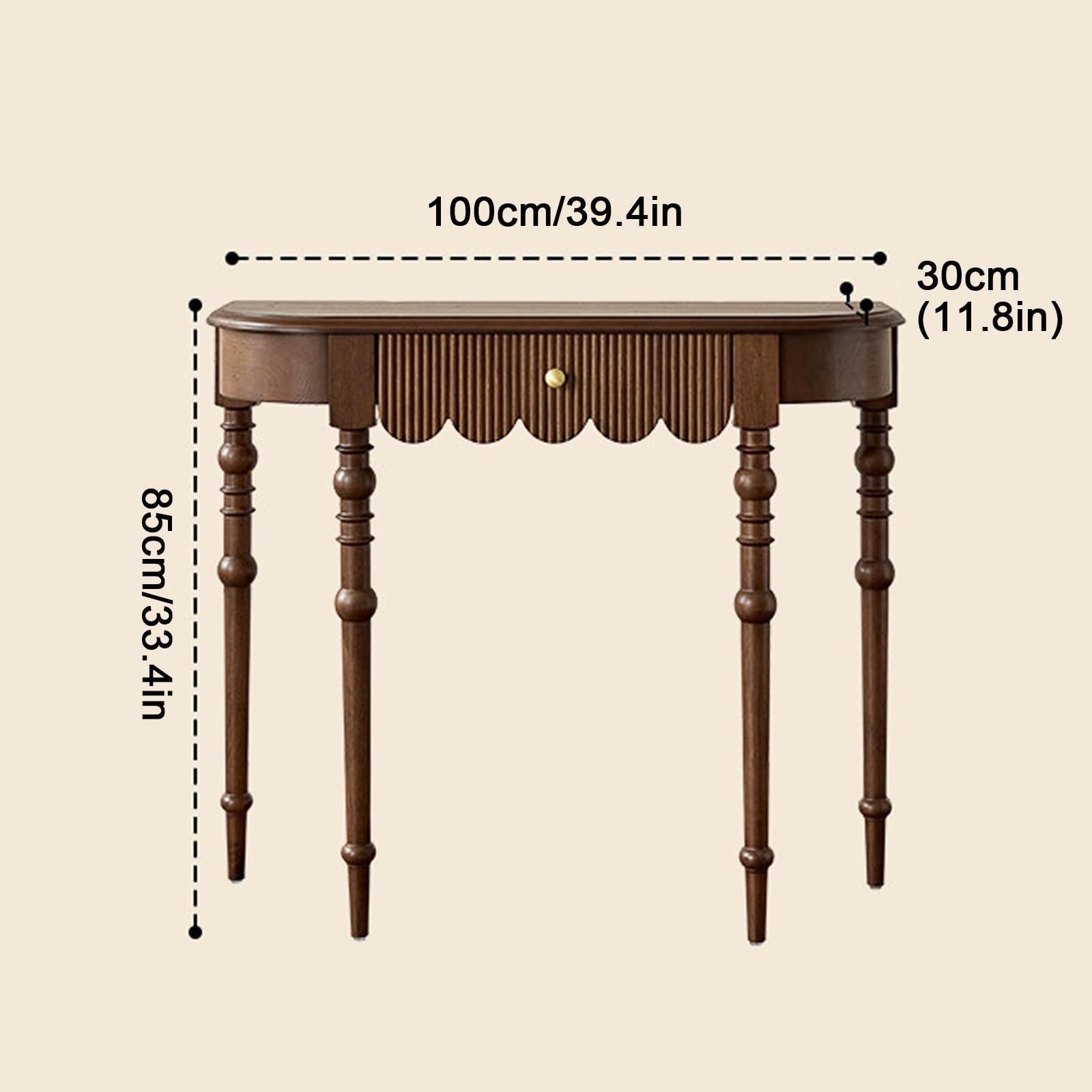 Stół konsolowy w stylu vintage, 100 cm, dekoracyjne meble do przechowywania, Farmhouse konsola z szufladami, wąska sofa, do salonu, korytarza, sypialni