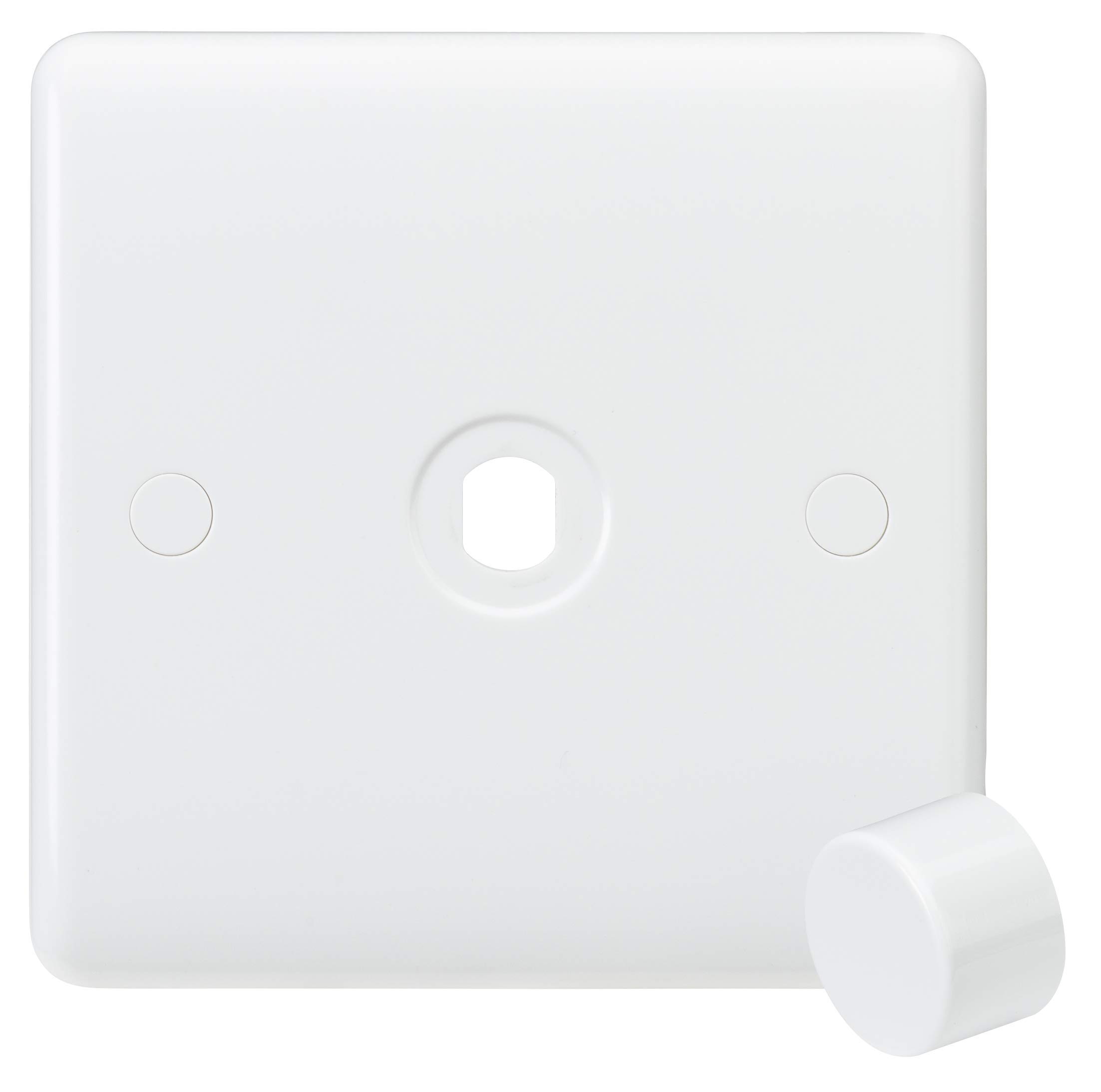 Knightsbridge White / White Cu1dim Curved Edge 1 Gang Plate With Matching Dimmer Cap,