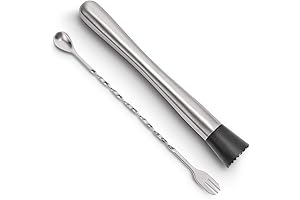 Hiware Cocktail Muddler and Mixing Spoon for Home Bar Tools