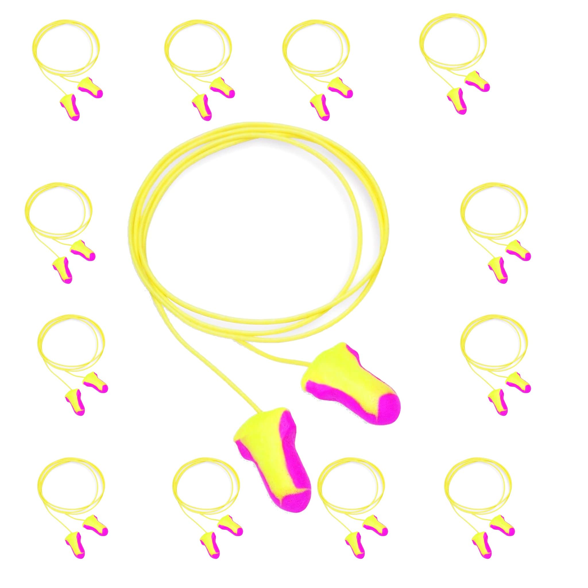Bricoloco Tapones para los oidos de Alta Visibilidad con cordones - Protección auditiva, tapones para estudiar, cuidar oidos ruido trabajo, dormir sin ronquidos, yoga (50)