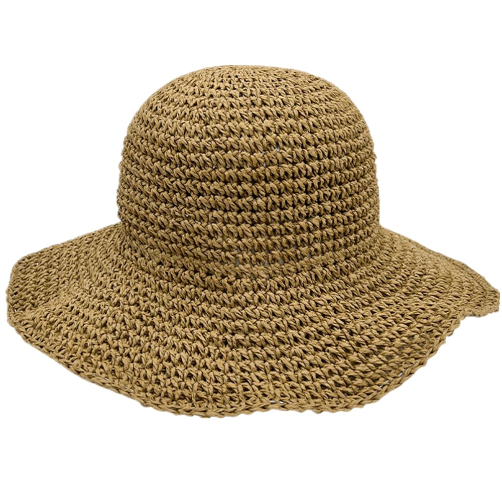 Bkrdty Sombrero de Paja de Las Mujeres Sombrero de Sol de ala súper Ancha para Viajes Decoración Vacaciones Suave Transpirable