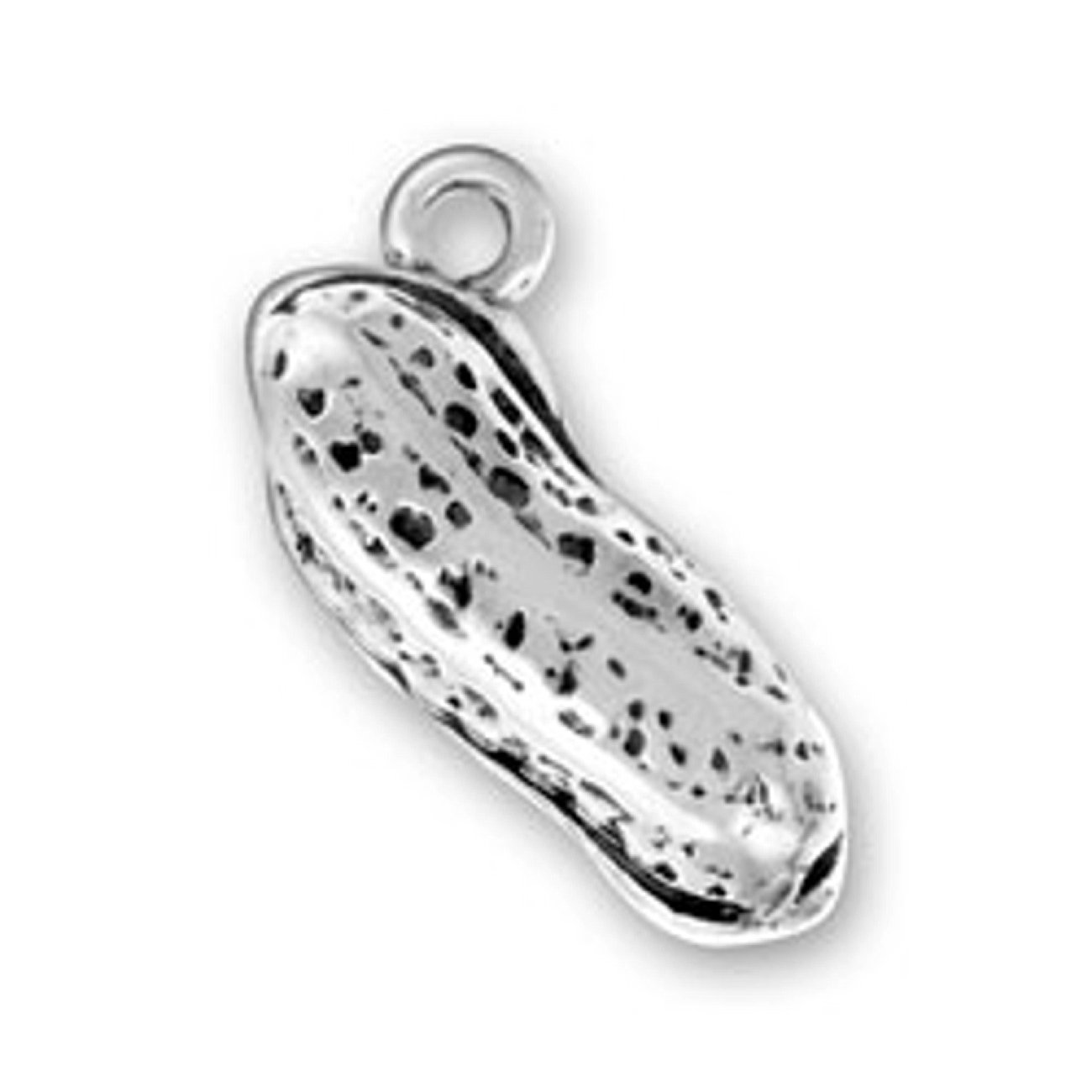 Sterling Silver Girls .8mm Box Chain 3D Roasted Peanut Shell Pendant Necklace