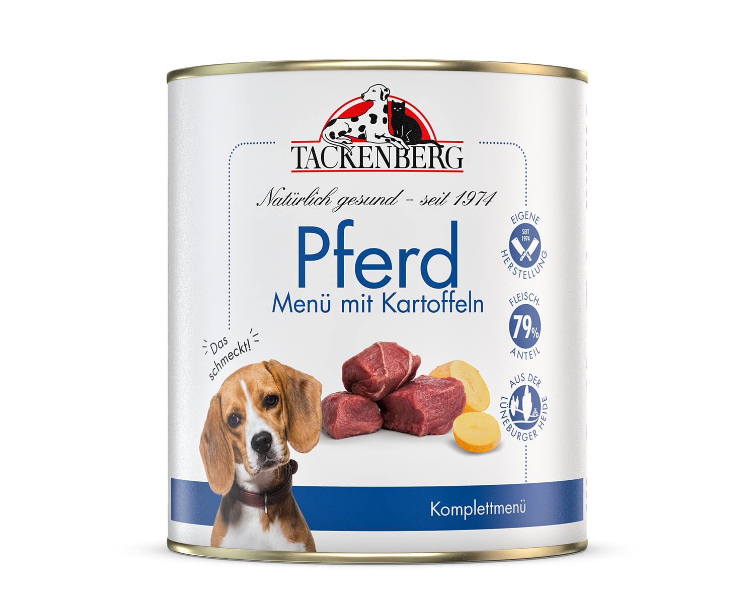 TACKENBERG Pferd mit Kartoffeln Nassfutter Dose für Hunde - Hundefutter in Premiumqualität - natürlich getreidefrei, 6 x 800 g