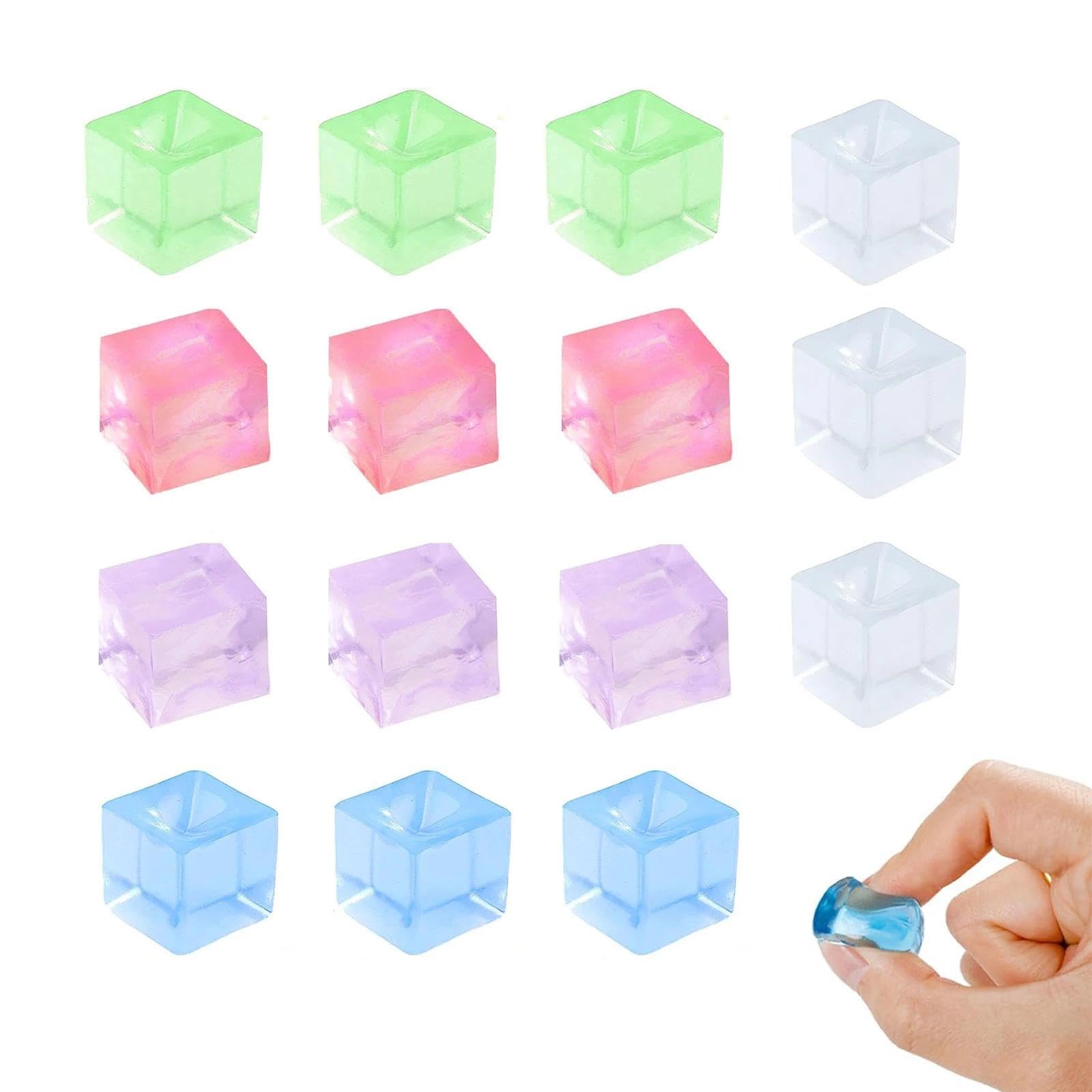 dinghaole 12 Pcs Ice Cube Fidget Toy, Small Stress Relief Toys, Anxiety Relieving Sensory Little Toys for Boy Girl School Classroom Prizes Birthday Gift Party, Reduce Pressure Easy Clean, Random Color