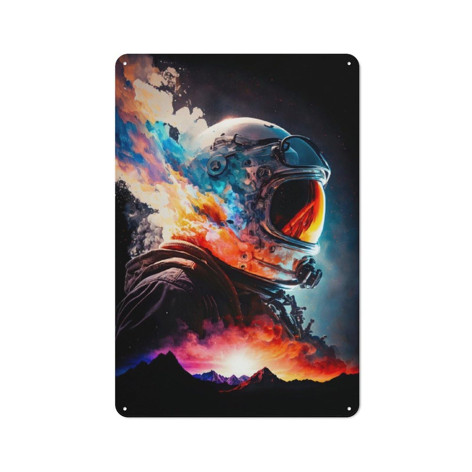 Junmoney Astronaut Portrait 01 Metal Wall Sign 30X20cm, Rustic Decor For Hallway Wall, For Metal Sign Collectors, For Garage And Workshop Walls