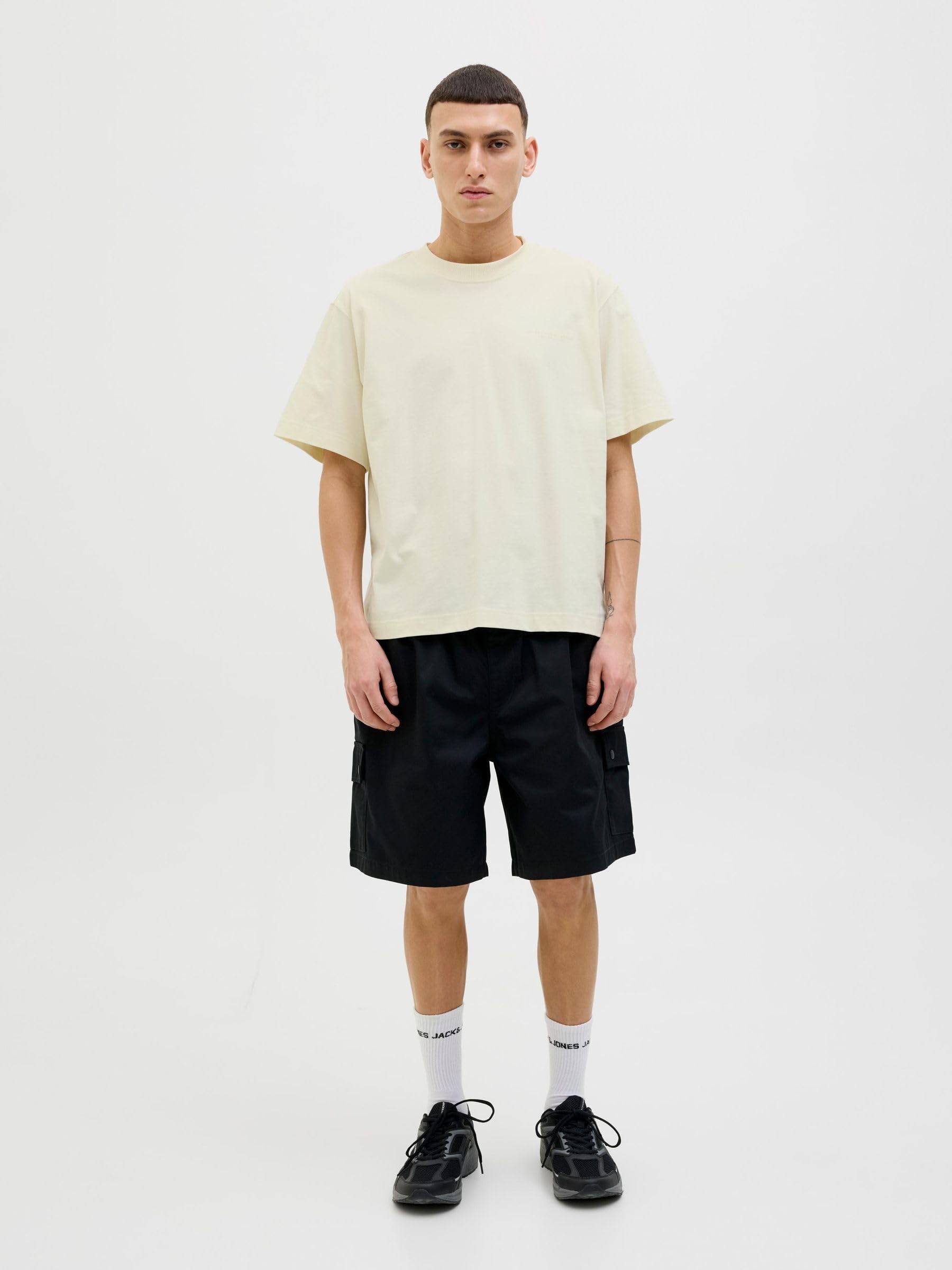 JACK & JONES Męska koszulka z nadrukiem na plecach Jcointerlude Easter Tee SS Crew Neck, Sweet Corn, S