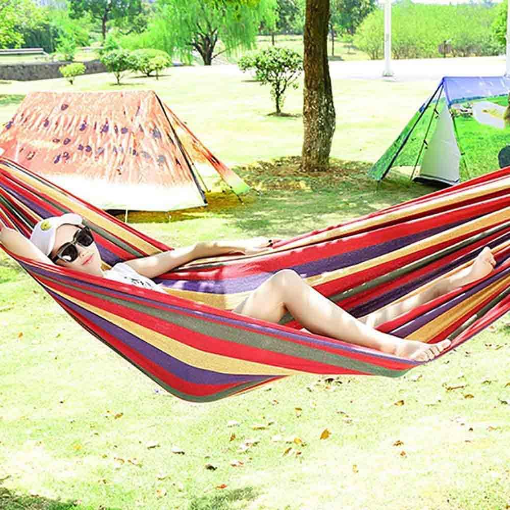 Vetrineinrete® Amaca da giardino e da campeggio colorata in cotone con supporto in legno da appendere con sacca per il trasporto 200x80 cm (Rossa)
