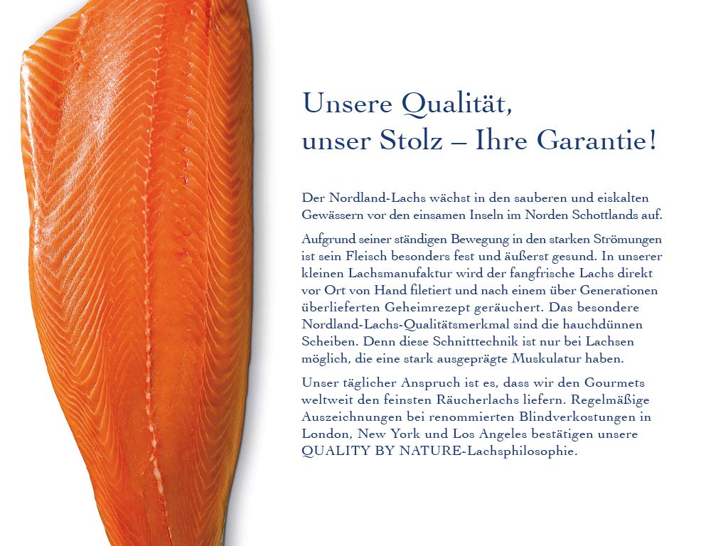 520g Nordland Lachs Ultrapremium Räucherlachs aus Schottland handfiletiert geräuchert geschnitten - TOP Kühlversand