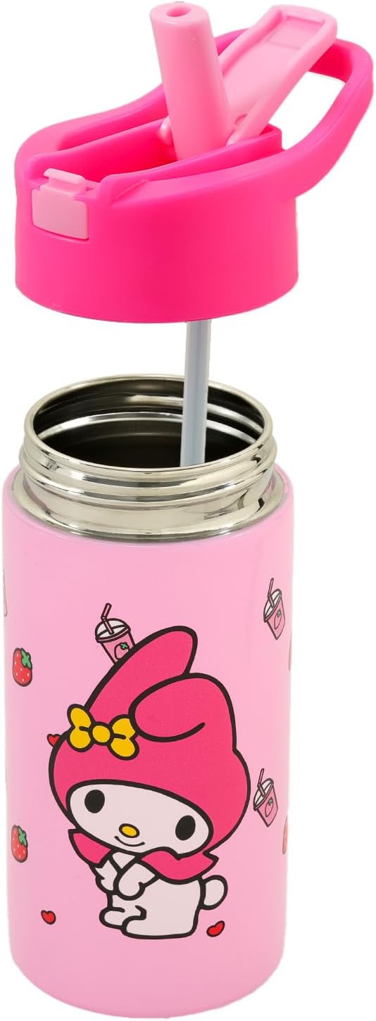My Melody Stainless Steel Water Bottle for Girls - Bundle with 14 Oz My Melody Drinking Cup For Home, School, and Sports, Plus Sticker, More | Sanrio Water Bottle with Straw - Image 3