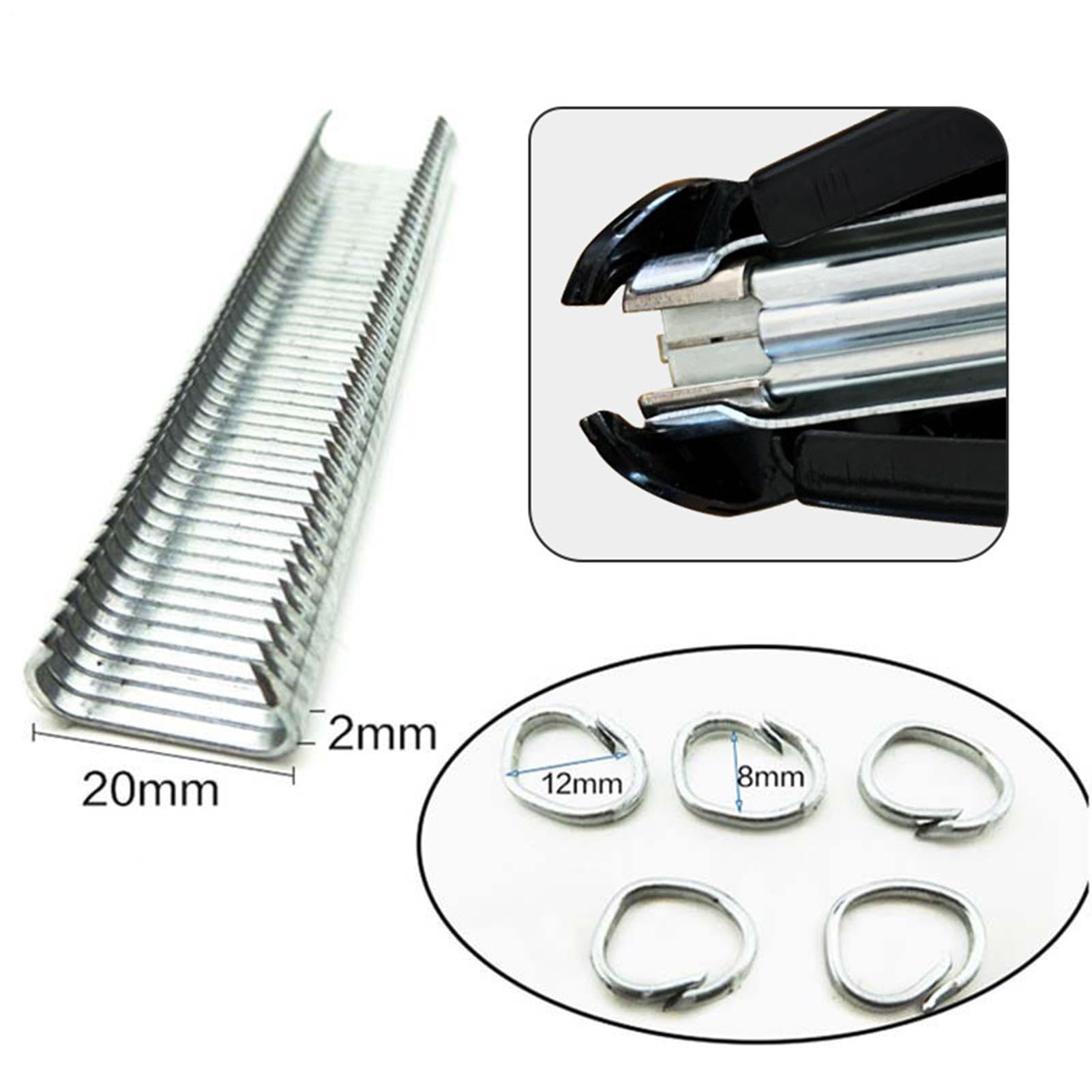 Tenazas para aros de cerdo Fijadora Con 2.500 Clavos Tipo C | Sujetador Paneles Cojines de Coche, Tapicería, Fundas Asientos, Jaulas Mascotas, Redes Aves, Tripas Embutidos