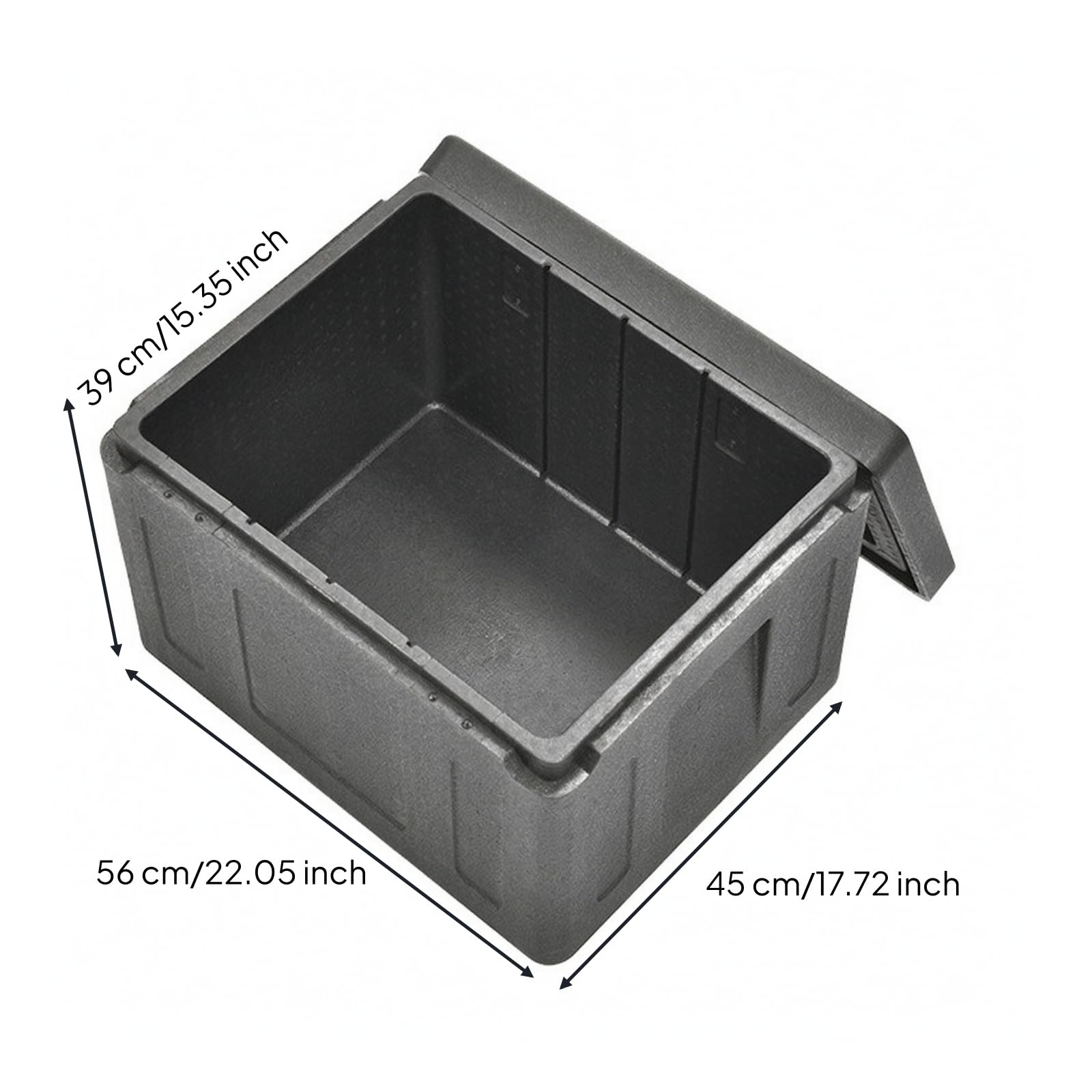 Caisse Isotherme En Polypropylène Alimentaire, Conteneur Isotherme Cvercle, pr Restauration Collective, Noir, Couvercle Amovible
