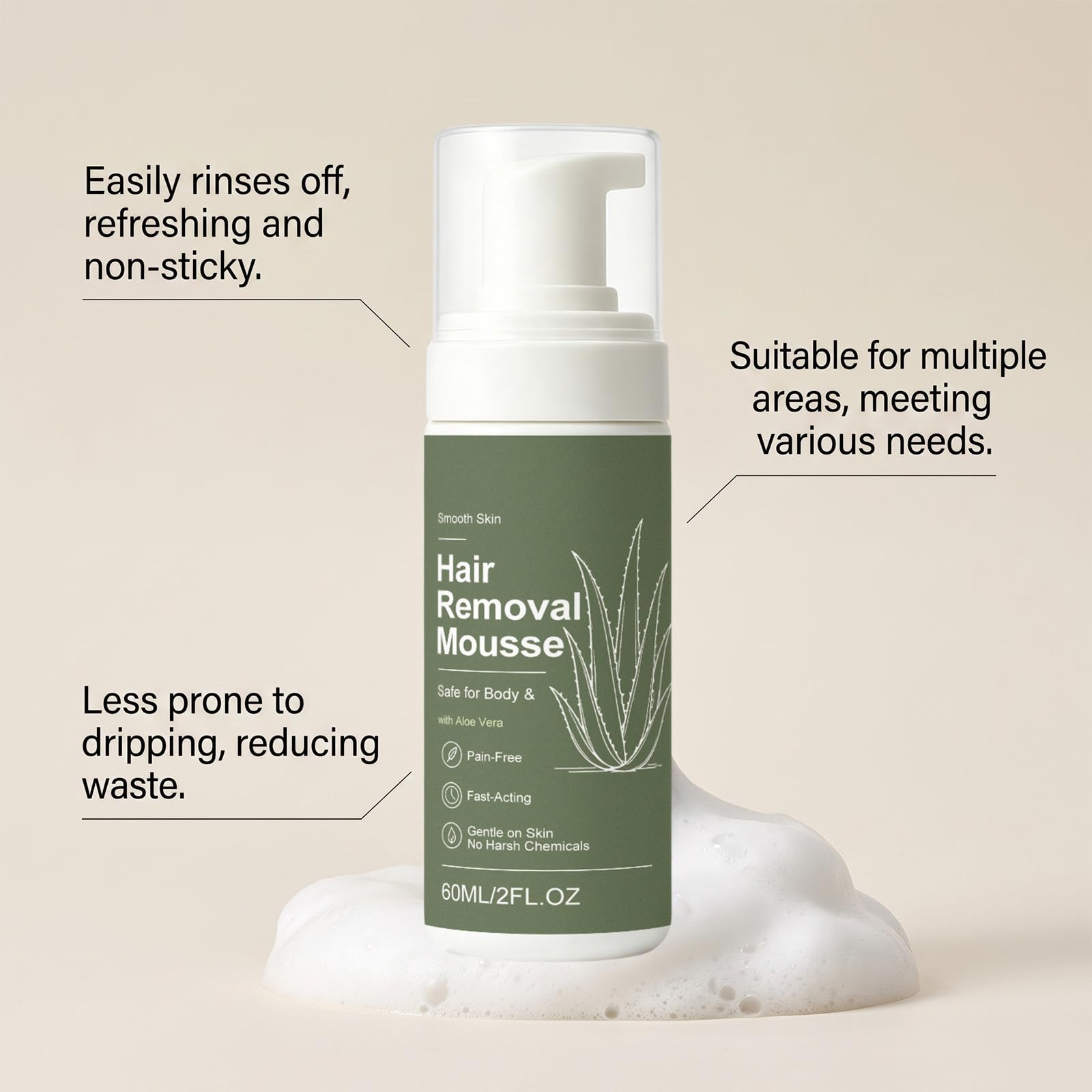 Crème dépilatoire douce à l'aloe vera, Crème dépilatoire pour hommes, Crèmes dépilatoires pour hommes à l'aloe vera naturel (4pcs)