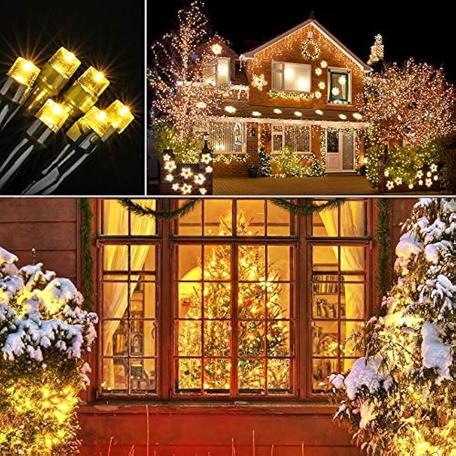 Joomer Battery Christmas Lights, 66ft 200LED Fairy Lights Battery Operated Timer 8 Modes Waterproof for Outdoor Home Garden Party Holiday Christmas Trees Decoration (Warm White)