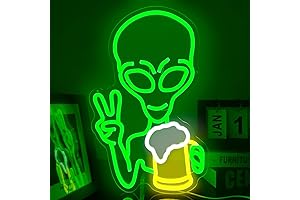 Alien Neon Light, Green Alien Beer Neon Light for Wall Decor