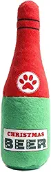 Brinquedo para cães que rangem para o tédio em forma de cerveja de Natal, brinquedos interativos para cães, presentes de aniversário, brinquedo de mastigar de pelúcia para cães pequenos e