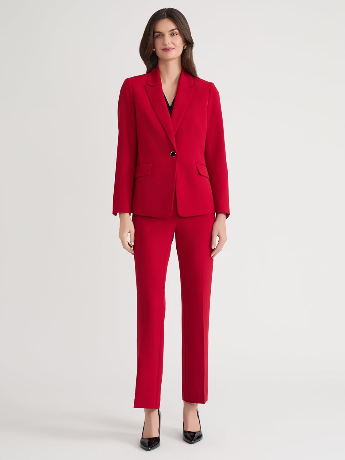 Kasper Womens Stretch Crepe One Button Blazer - Image 2