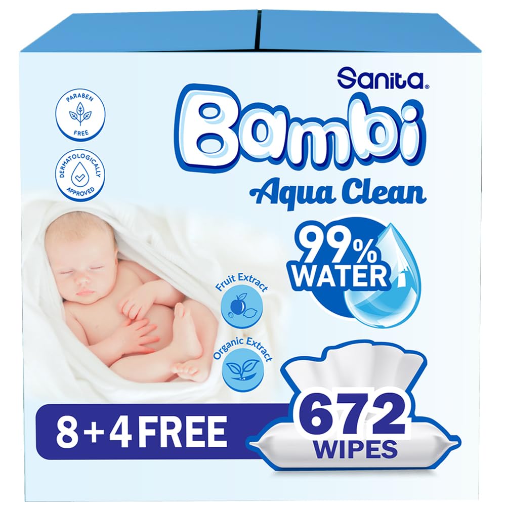 Sanita Bambi Water Wipes, 12X56, 672 Baby Wet Wipes : Buy Online