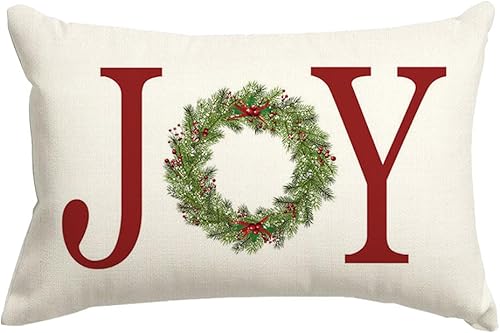 RABUSOFA Fundas de almohada navideñas de 12 x 20 pulgadas, fundas de almohada decorativas de Navidad, fundas de cojín lumbar de Navidad con corona