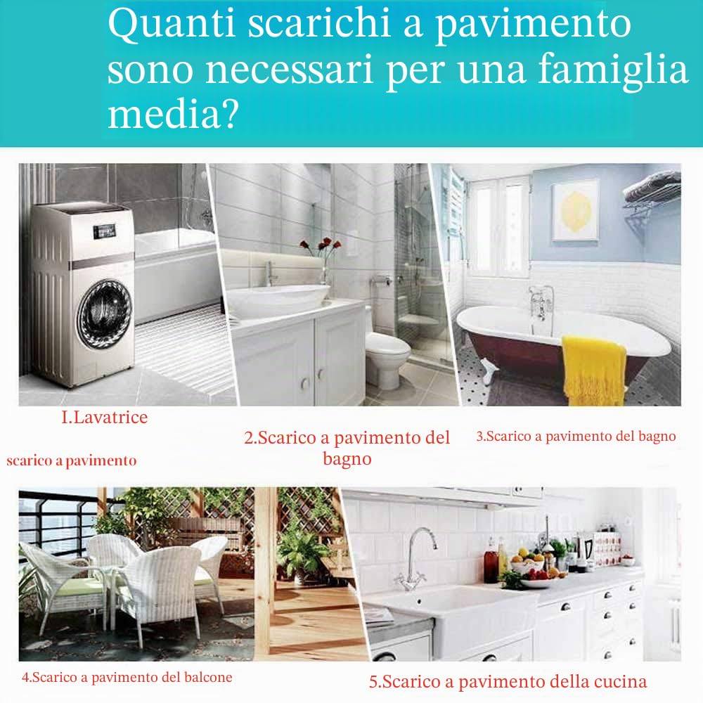Scarico per doccia quadrato sifone per pavimento antiodore, in acciaio inox scarico del pavimento con filtro per bagno, giardino, 100 mm x 100 mm
