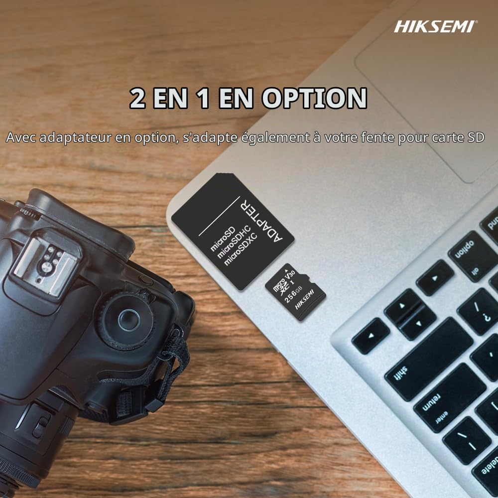 Carte MEMOIRE HIKSEMI M-SD 128G Micro SDHC - Serie C1 avec Adaptateur 92MB/s 40MB/s Class 10