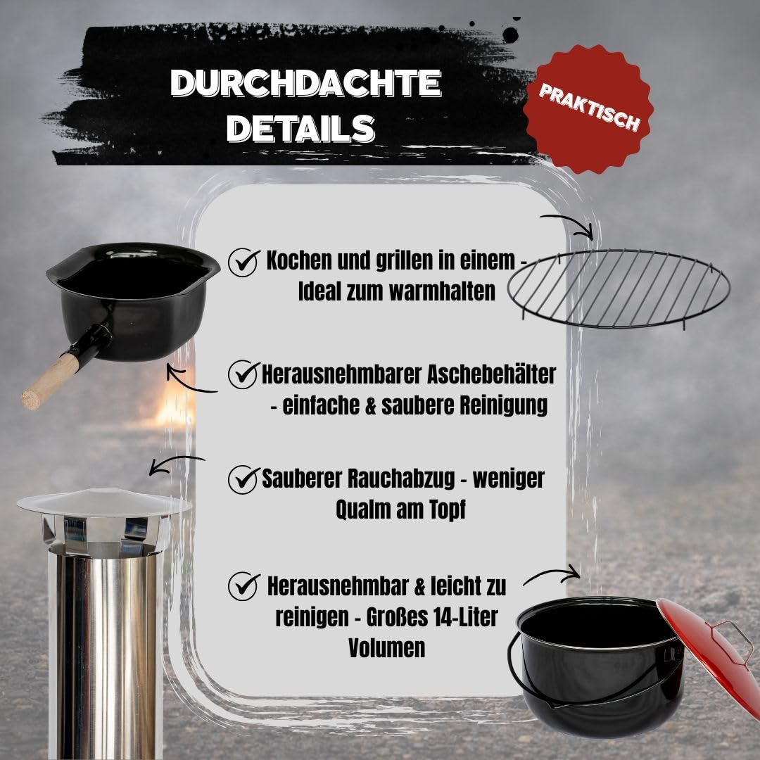 ACTIVA Gulaschkanone [14L] - Hochwertiger Gulaschkessel emailliert I Inkl. Schöpfkelle, herausnehmbarer Topf und Deckel