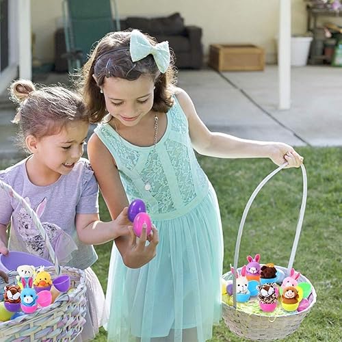 Miniatura 6 de Paquete de 18 huevos de Pascua precargados con mini juguete de peluche, bonitos animales pequeños de peluche decoración para cestas de Pascua,