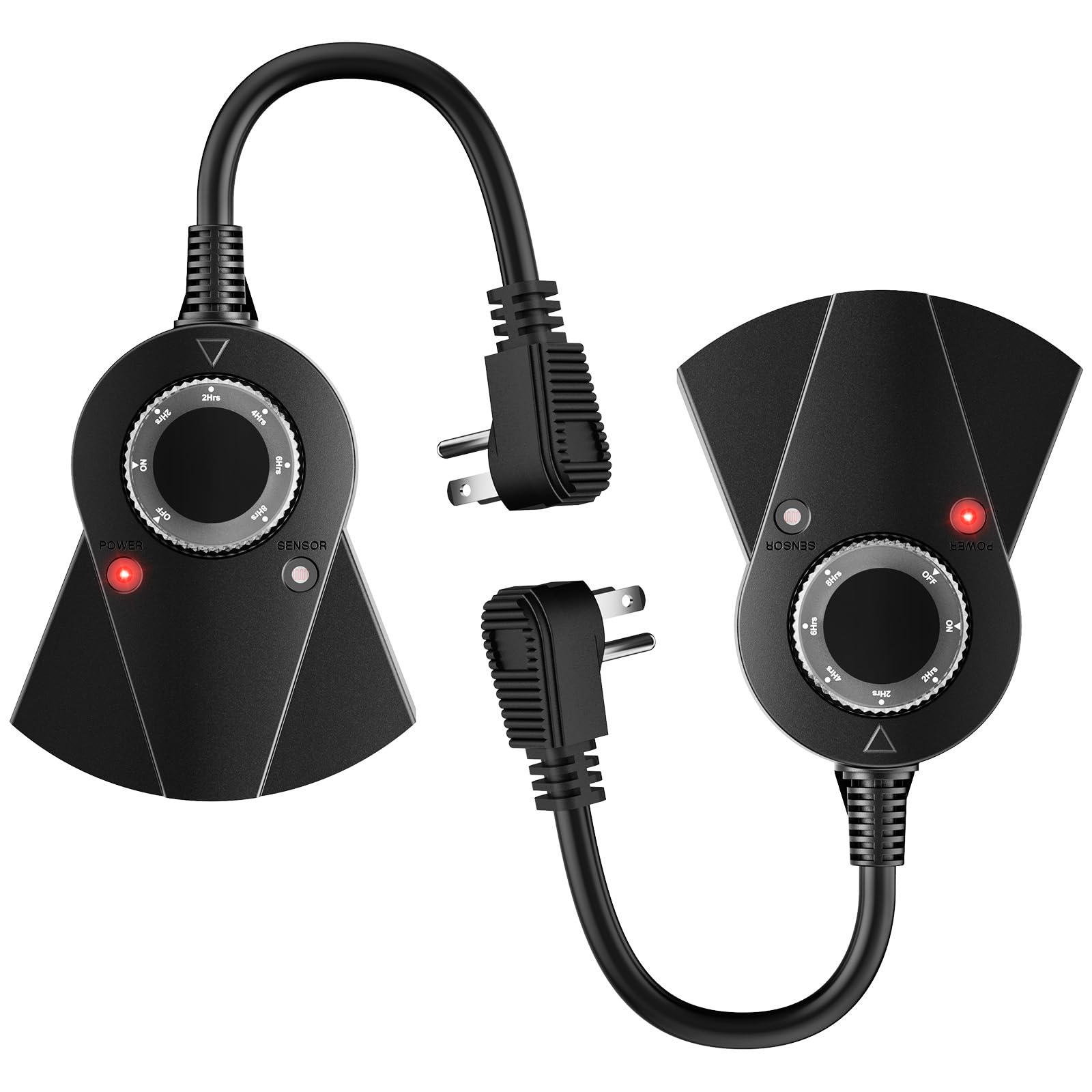 Outdoor Light Sensor Timer, 24 Hours Heavy Duty Waterproof Outlet Timer with 2, 4, 6 or 8 Hours Countdown Mode, 3 Grounded Electrical Outlet for Home Backyard Garden (2 Pack)