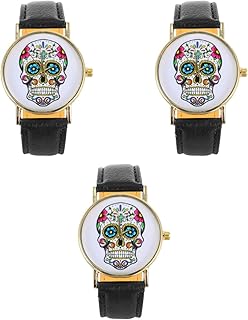 Girl Watches 3pcs Punk Skull Head Ladies Watches Charming Female Wrist Women Fashion Watch Gifts Girl Watch