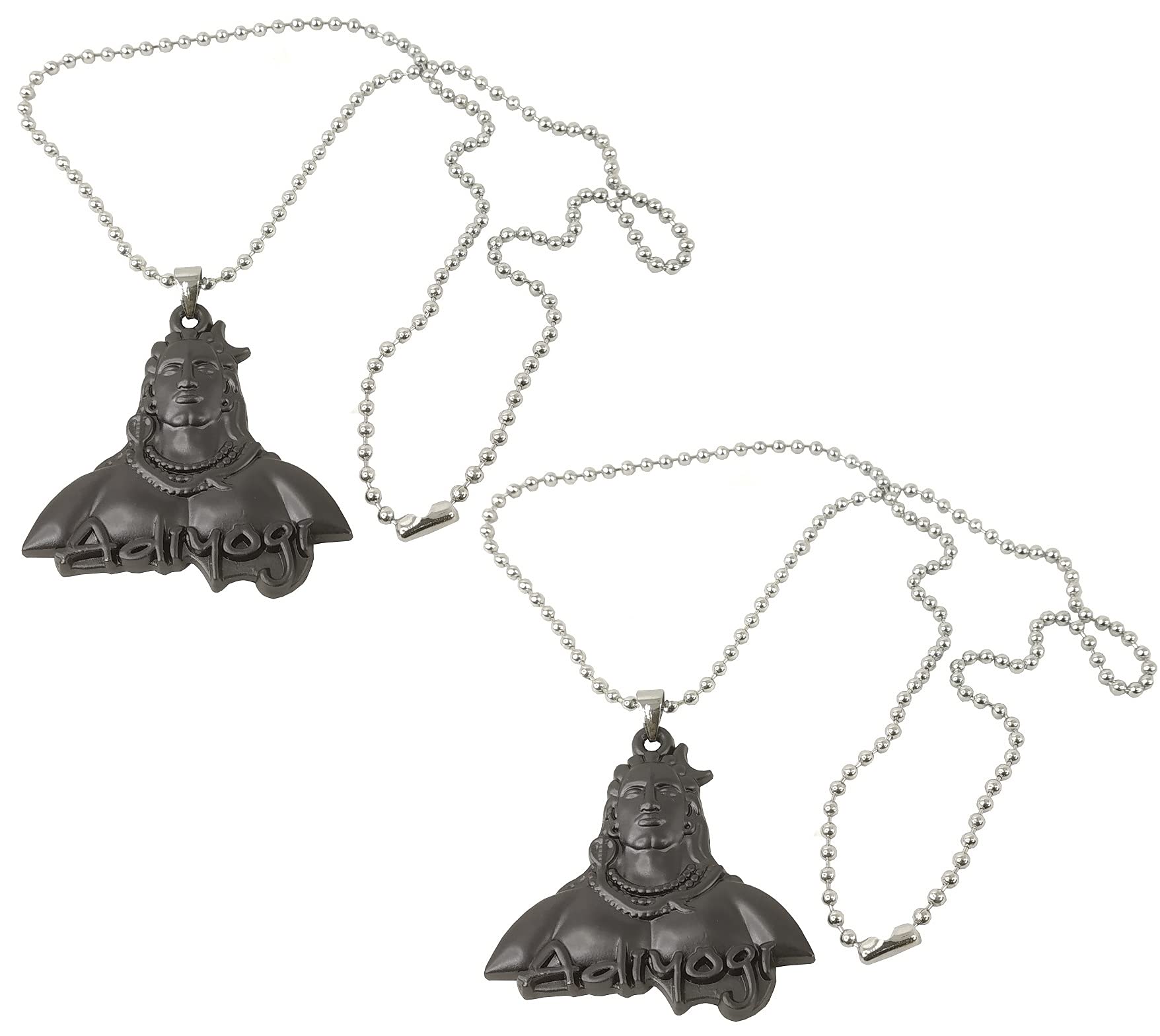Uniqon (Set Of 2 Pcs) Metal Fancy & Stylish Solid Black Color Mahadev Bolenath Shankar Mahakaal Lord Adiyogi Shiva/Shivji With Sarp/Snake Locket Pendant Necklace With Ball Chain For Men & Women-image-45